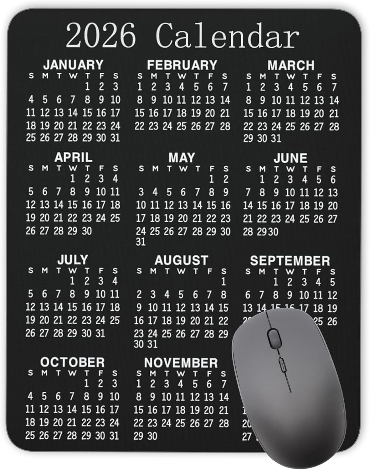 Calendar Mouse pad,2026 Vertical Calendar Natural Rubber Mouse Pad, Quality Creative Gaming Rectangle Mouse Personalized Desk Mouse Pad 9.5 inch x 7.9 inch