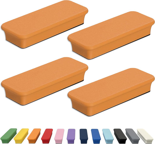 Glassboard Studio Mega Magnets - Neodymium - Heavy Duty, Colorful, Ergonomic, Ideal for Crafting, Quilting, and as Magnetic Knife Holders (4, Tangerine Orange Bar)