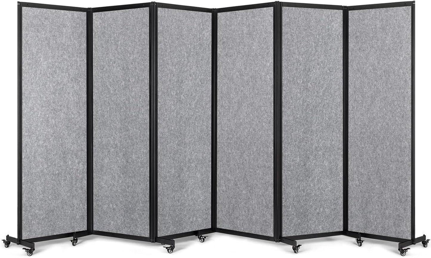 Room Partition,Office Divider,Portable Commercial Screen Dividers,Privacy Partition Separator,Classroom School Dividers,12'7"L* 6'7"H,6 Panel,Light Grey