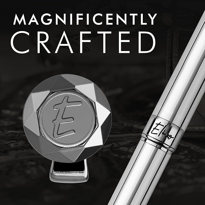 ELIZO Luxury Pen Fancy Chrome Silver Nice Gift Rollerball Cool Pens Best Schmidt Ink EDC Pen Executive Smooth Writing Pens for Men Women