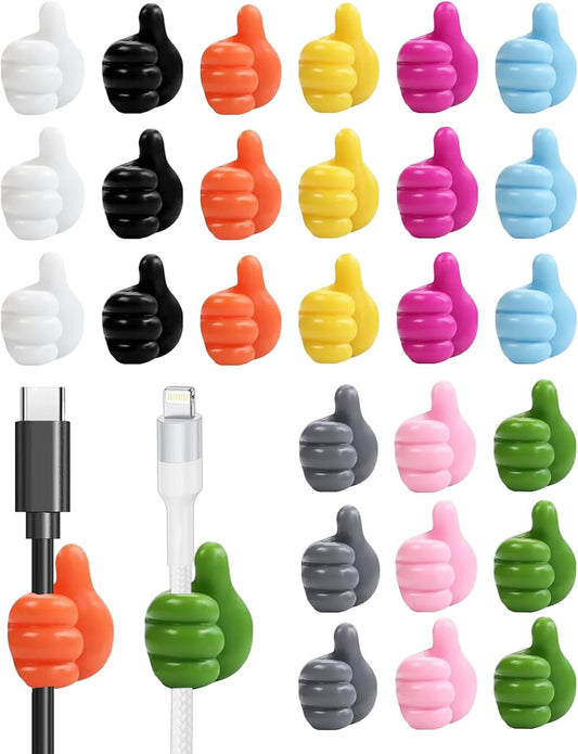 27 Pack Creative Silicone Thumb Wall Hook - Multifunction Adhesive Cable Clip - Self Adhesive Hooks for Cable Organization - Self Adhesive Thumb Cable Organizer Clips Key Hanger, 9 Colors