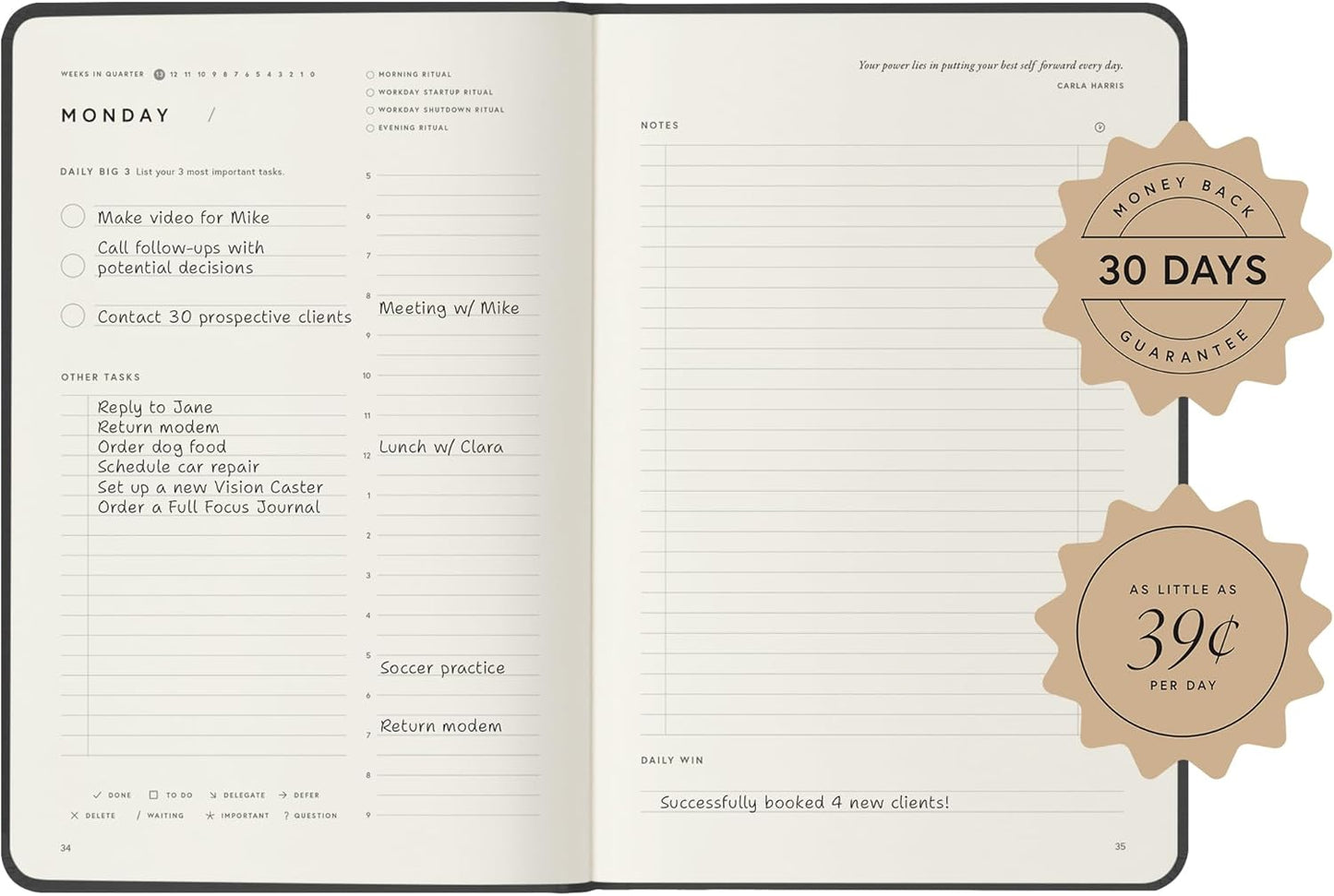 Full Focus Blush Vegan Leather Planner by Michael Hyatt - The #1 Daily Planner to Set Annual Goals, Increase Focus, Eliminate Overwhelm, and Achieve Your Biggest Goals - Hardcover