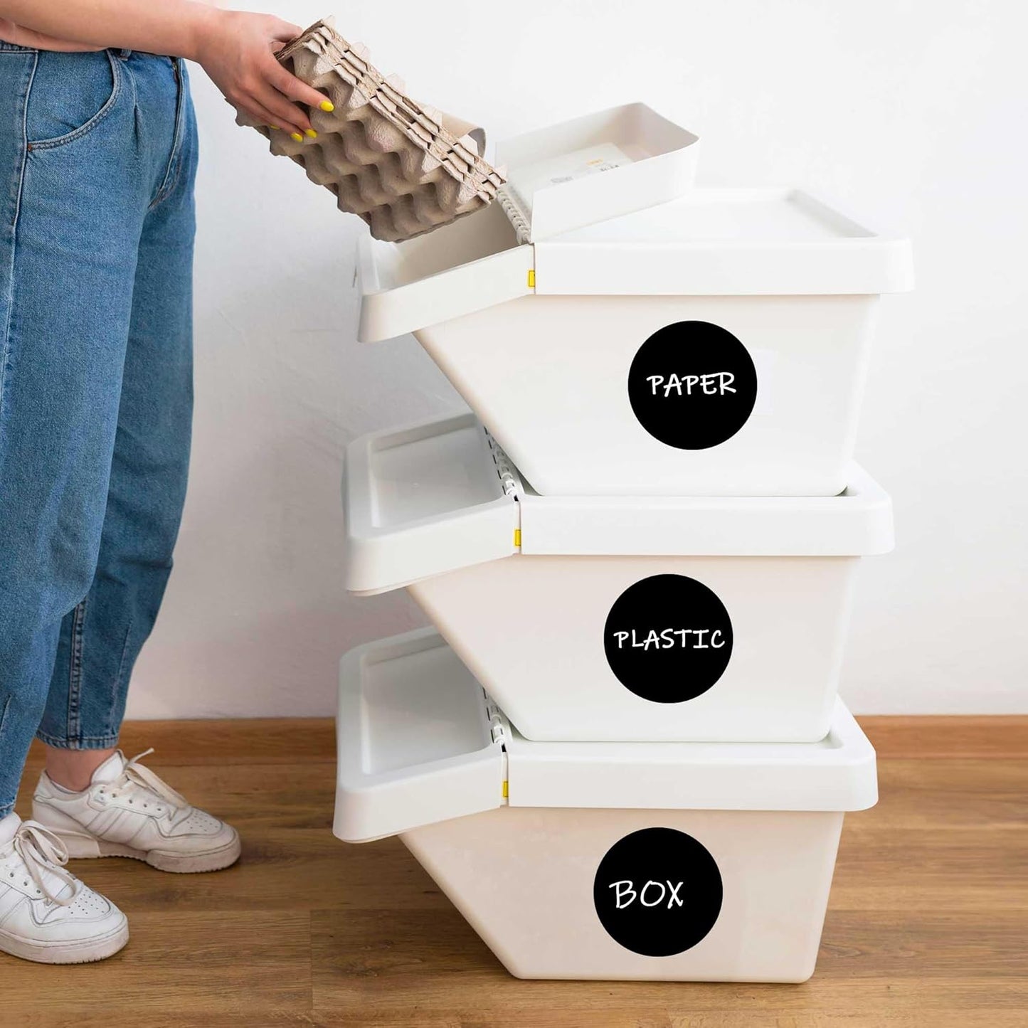 PARLAIM 3”Color Coding Labels Stickers,4Rolls/2000per Dispenser Box Round Adhesive Circle Dot Stickers for Inventory Office Home (Black)