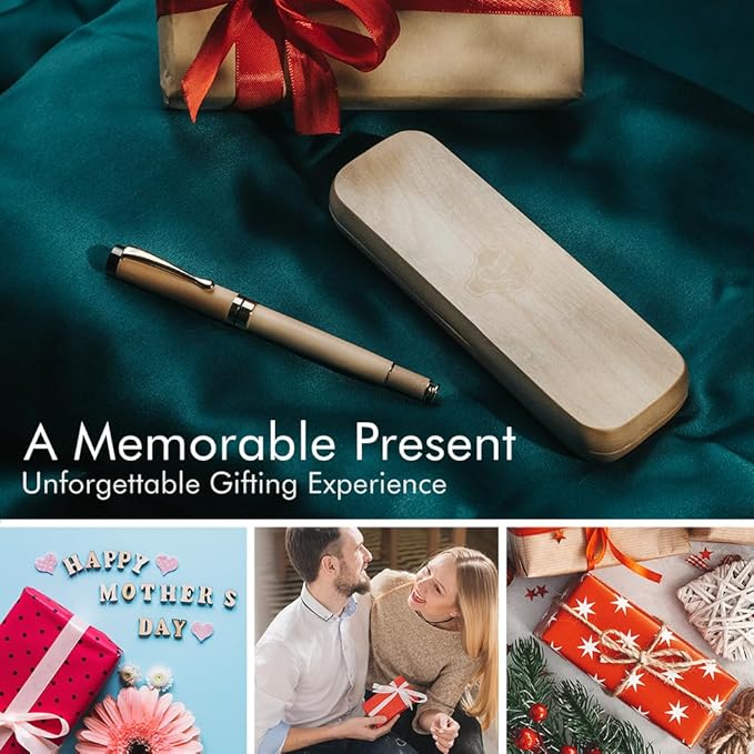 Wordsworth & Black Fountain Pen Set, Luxury Bamboo Wood - Medium Nib, Gift Case; Includes 6 Ink Cartridges, Ink Refill Converter -Journaling, Calligraphy; Drawing, Smooth Writing [Maple Wood]