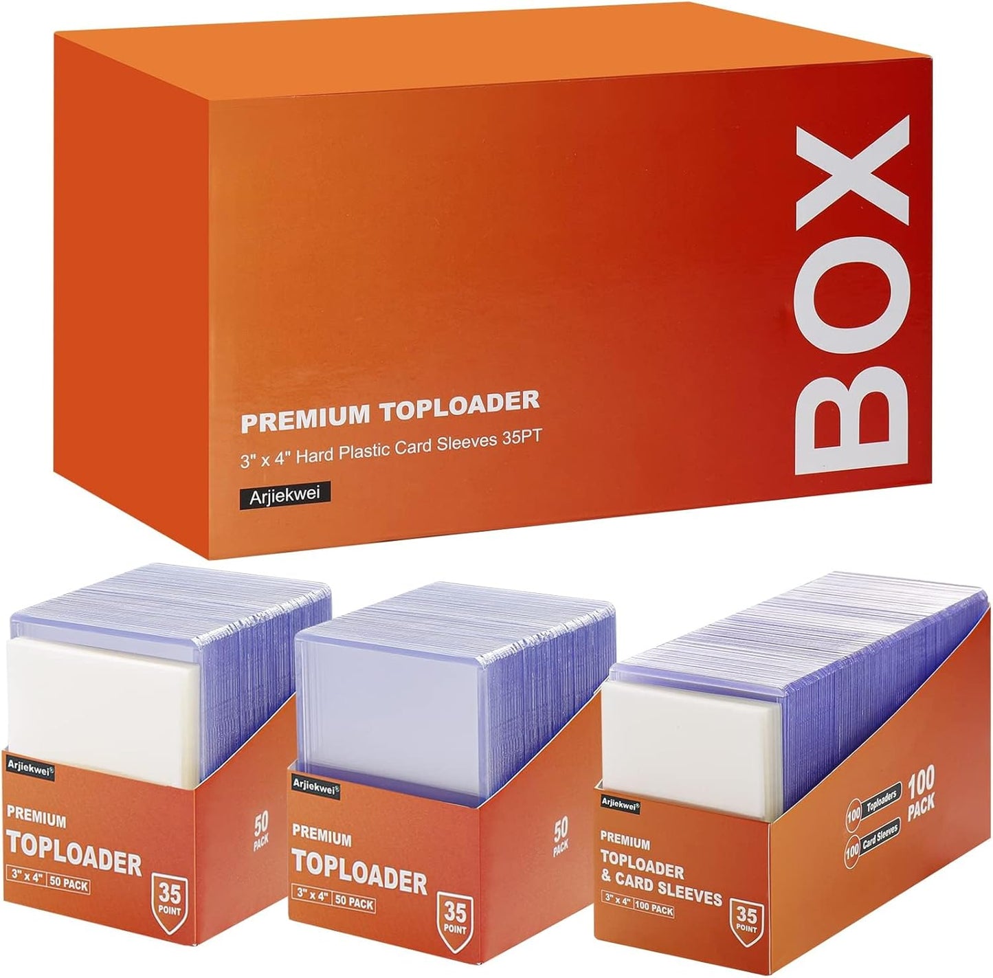 Arjiekwei 3"X 4" Card Sleeves Top Loaders for Cards, Baseball Protectors Hard Plastic, Premium Toploaders, Card Holder for Sports Baseball Trading Football Game Cards (100 Top Loaders)