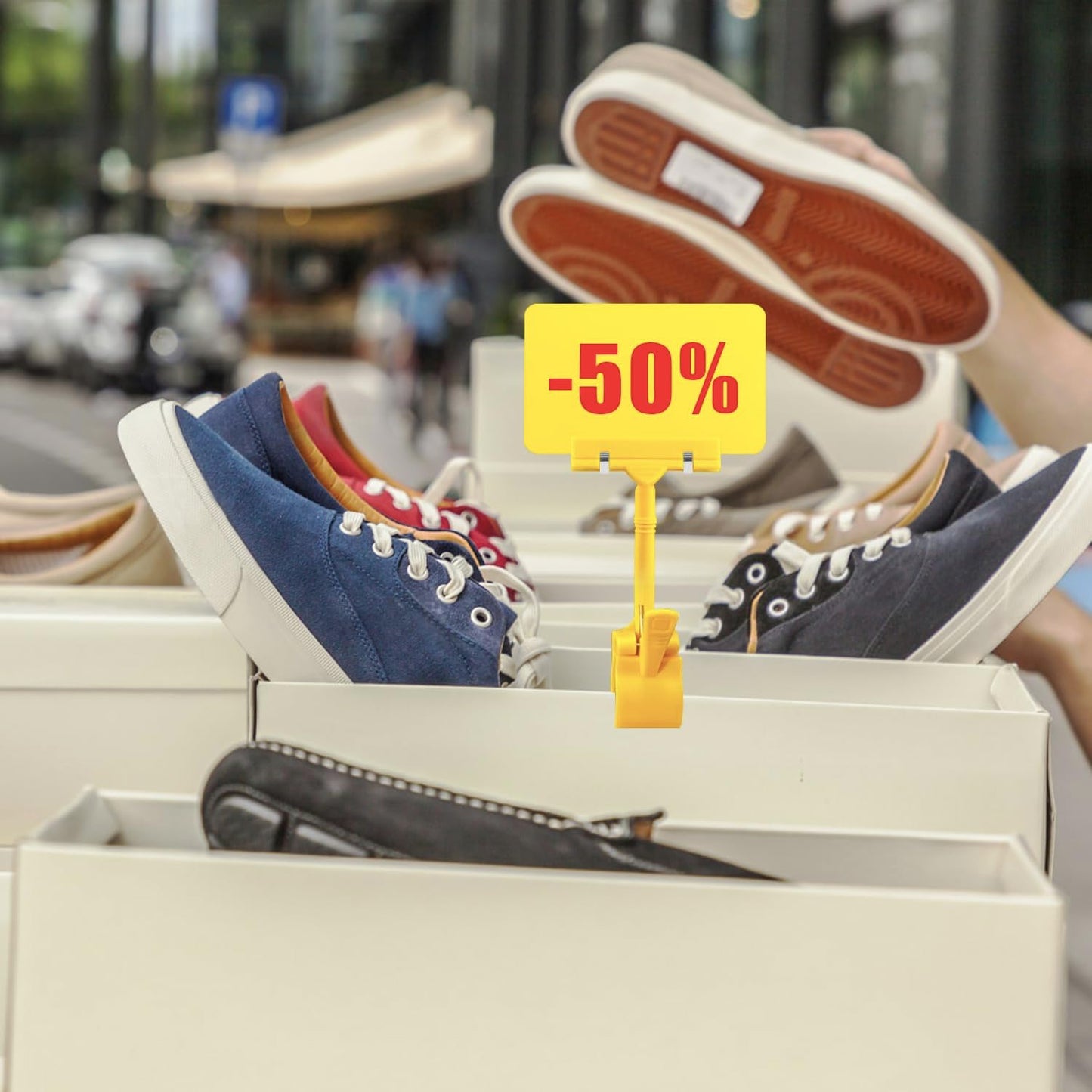 Coobbar Clip-On Sign Holder,20 Pack Merchandise Sign Clips Sign Holder Clips Pop Label Clips Retail Merchandise Rack Sign Double Display Clip Sign Holding Clamp,Price Tag Display (Yellow)