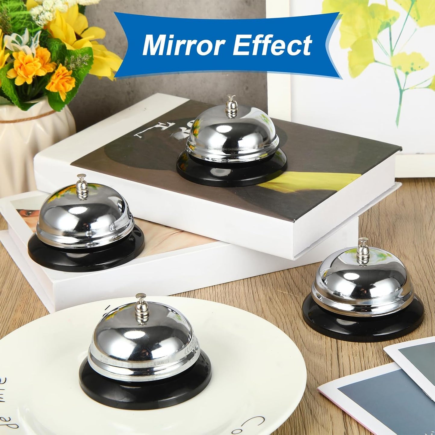 Yexiya 100 Packs Call Bell 3.35 Inch Diameter with Metal Anti-Rust Construction Service Bell for Hotels, Schools, Restaurants, Reception Areas, Hospitals, Warehouses