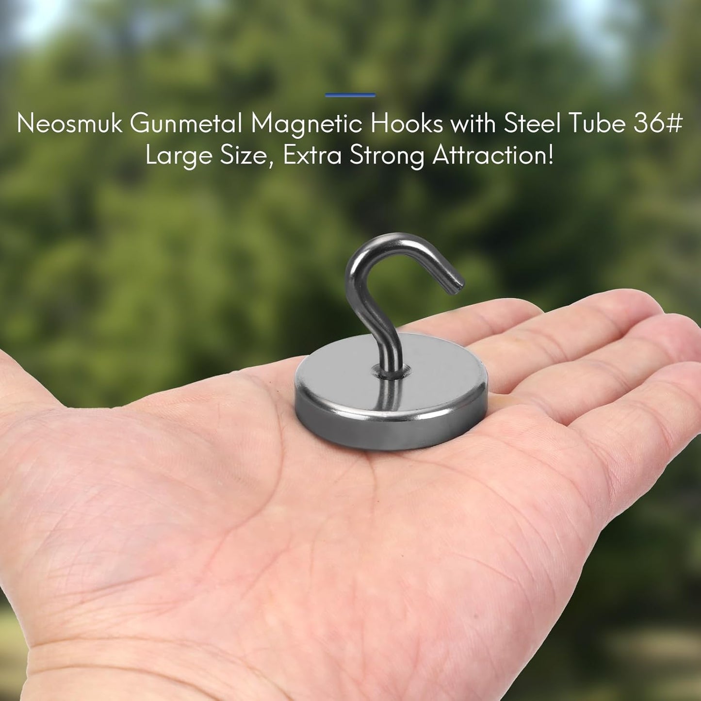 Neosmuk Magnetic Hooks, Heavy Duty 170lb Strong Magnets for Cruise Cabins, Ship Essentials, Large Metal Hooks for Hanging on Fridge(Gunmetal,Pack of 4)