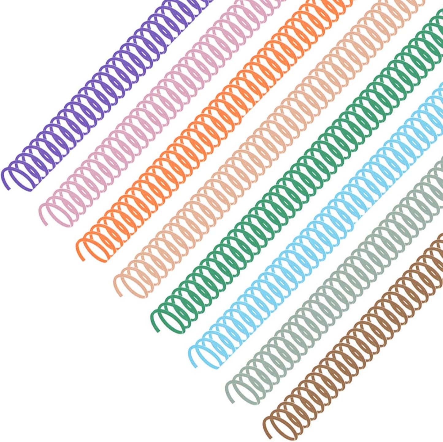 120 Pack Plastic Spiral Binding Coils Binder Binding Spirals Rings Multi Size Spiral Binding Wire Combs Spines Coils, 4:1 Pitch (Pastel Color, 1/4 Inch)