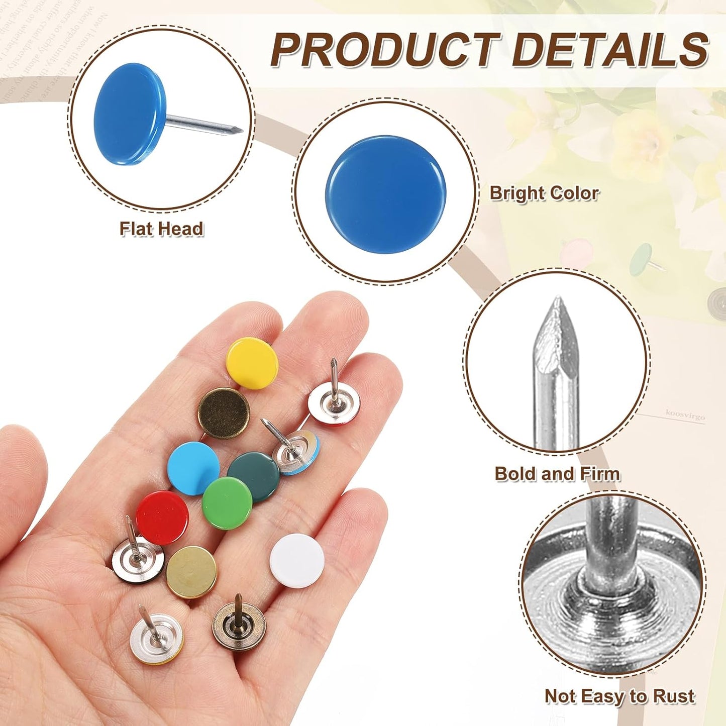 uxcell 120Pcs Push Pins, 11mmx17mm Round Flat Head Decorative Thumb Tacks Upholstery Tacks for Cork Board Office Wall Hangings, Blue