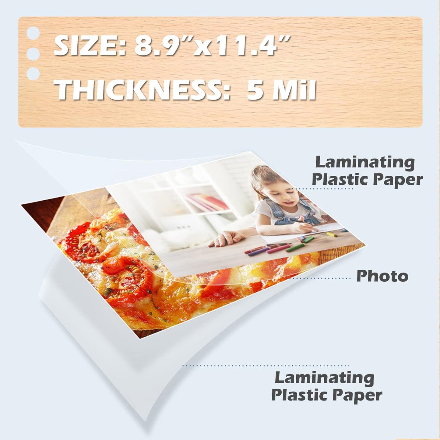 RBHK Thermal Laminating Pouches 8.9 x 11.4 inches, 5 mil Thick, 100-Pack, Clear Plastic Laminator Sheets
