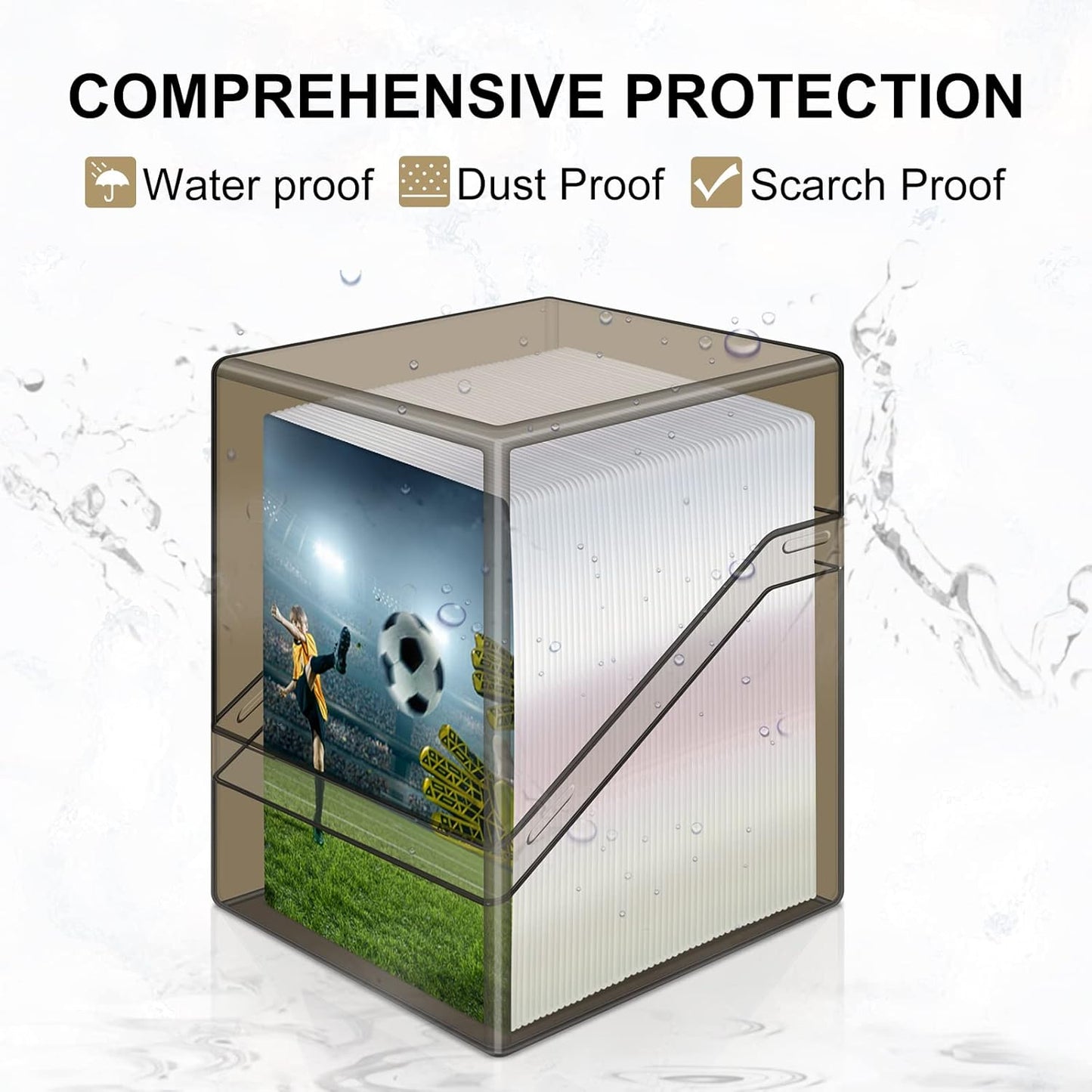 Mlikero Card Deck Cases, 6 Pack Acrylic Commander Deck Box Holding 100+ Sleeved Cards with 6 Dividers, Sturdy Card Storage Box Fit for MTG, TCG, Sports Cards (Clear&Black)