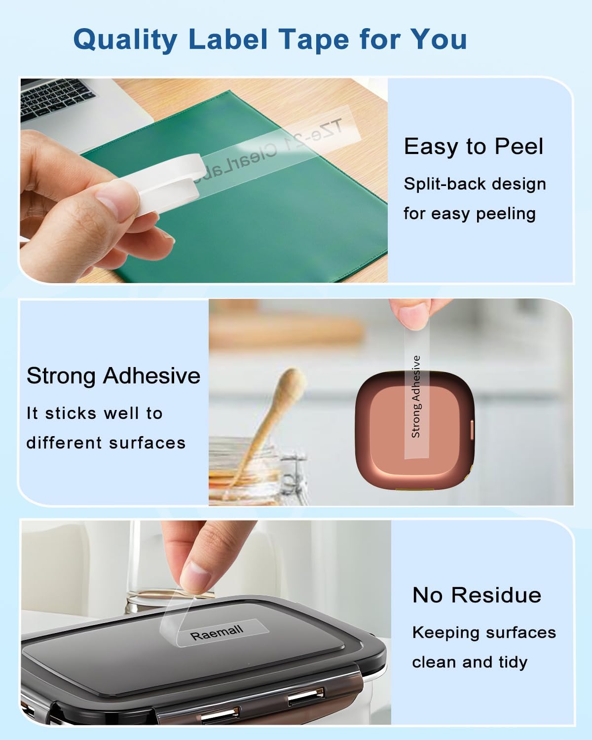 Clear Label Maker Tape Refill Compatible with Brother TZe-131 TZe131 TZe TZ Tape 12mm 0.47 Laminated Clear 1/2'' x 26.2' Black on Clear P Touch Label Tape for PT-D210 PTD220 PT-H110 PT-D600, 5 Pack