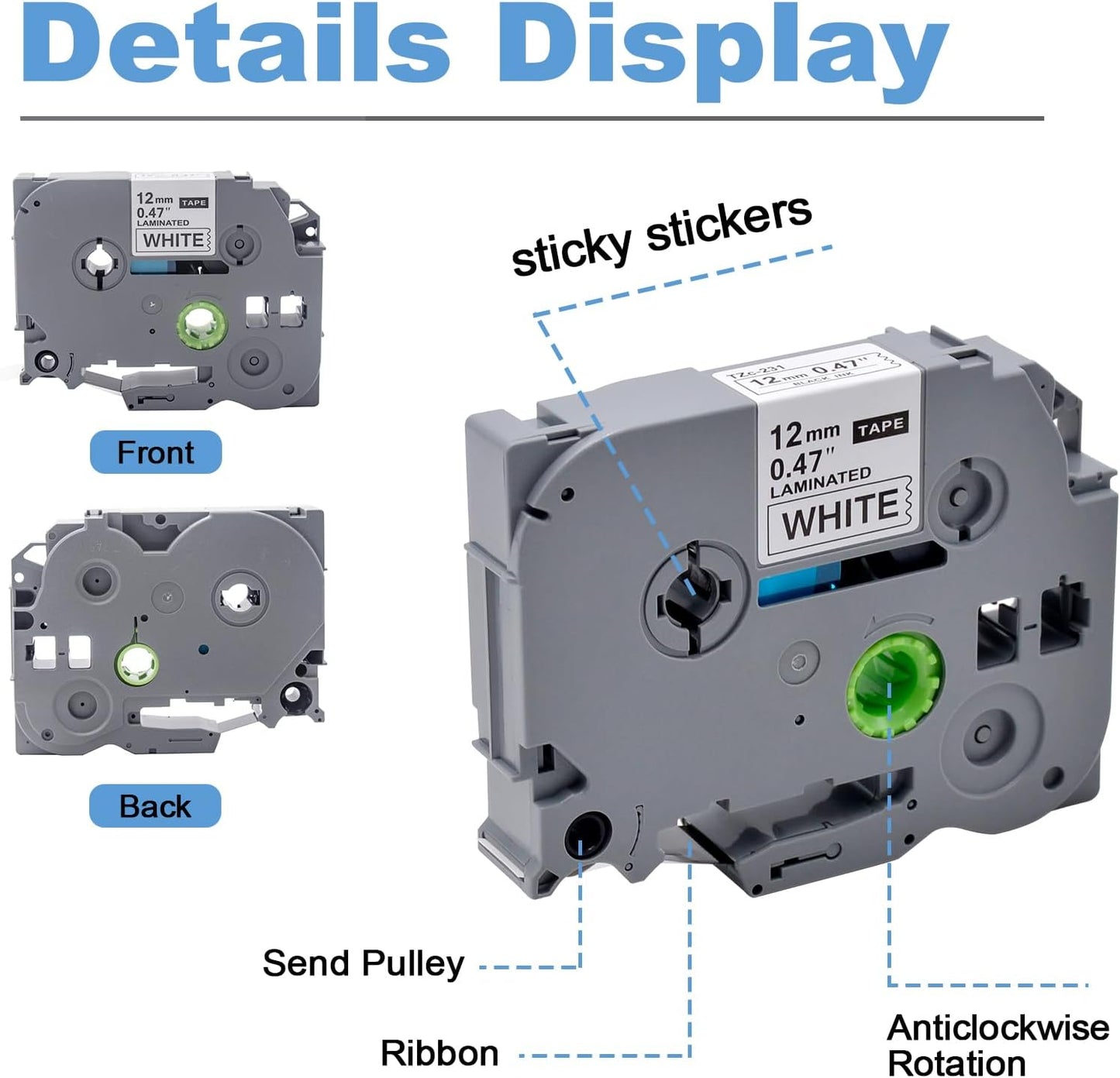 GREENARK Compatible TZe-231 label tape TZe231 TZ TZE 231 Replacement for Brother Black on White Replacement for Brother P-Touch P Touch Label Maker PT-J100 PT-J100W PT-120 PT160 etc (12mm x 8m),4-Pack