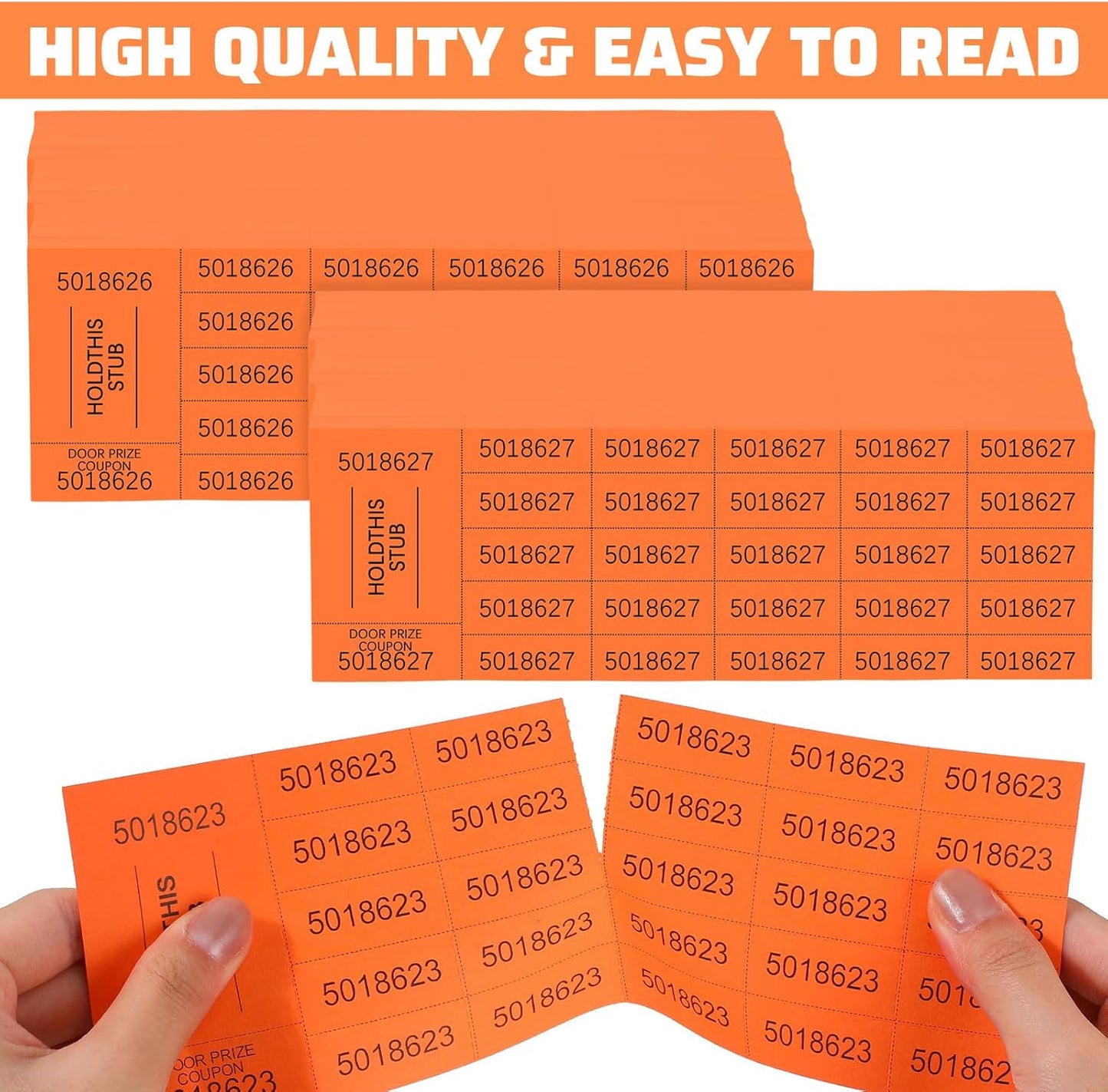 Kosiz 1000 Sheets 25 Bid Raffle Ticket Numbers - Chinese Auction Ticket Sheets for Silent Auctions, Events & Church (Orange)