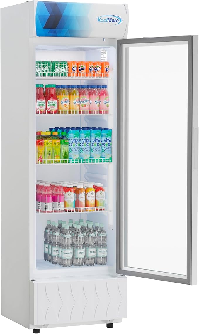 KoolMore KM-MDR-9CPWH 22 in. One-Door Commercial Merchandiser Refrigerator in White, 9 cu. ft. ETL Listed for Safety and Sanitation