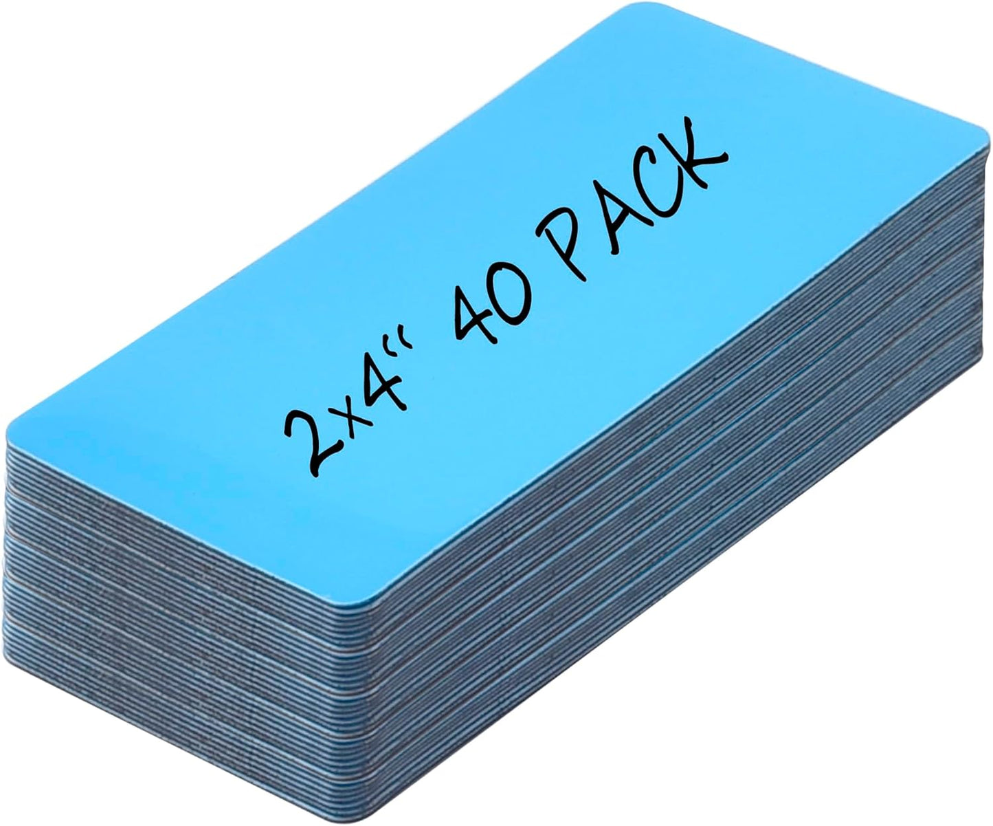 Realth Dry Erase Magnetic Labels Blue (2'' × 4'' 40 Pcs),Blank Reusable Magnet Stickers, Magnets for Whiteboard, Washable Magnetic Sheets for Classroom Fridge Office, Name Tags for Teachers Students