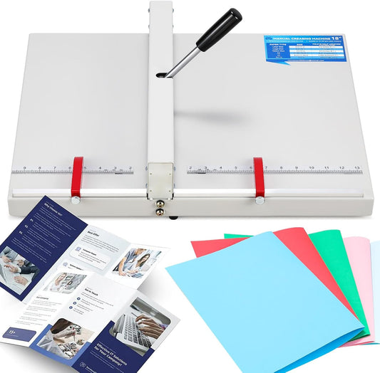 Mxmoonant Manual Creasing Machine 18’’ with Positioning Blocks, Imperial Scale, 70-450g Thickness Paper Creaser, Paper Folding Machine for Business Cards, Invitations, DIY Crafts, Brochures, Covers