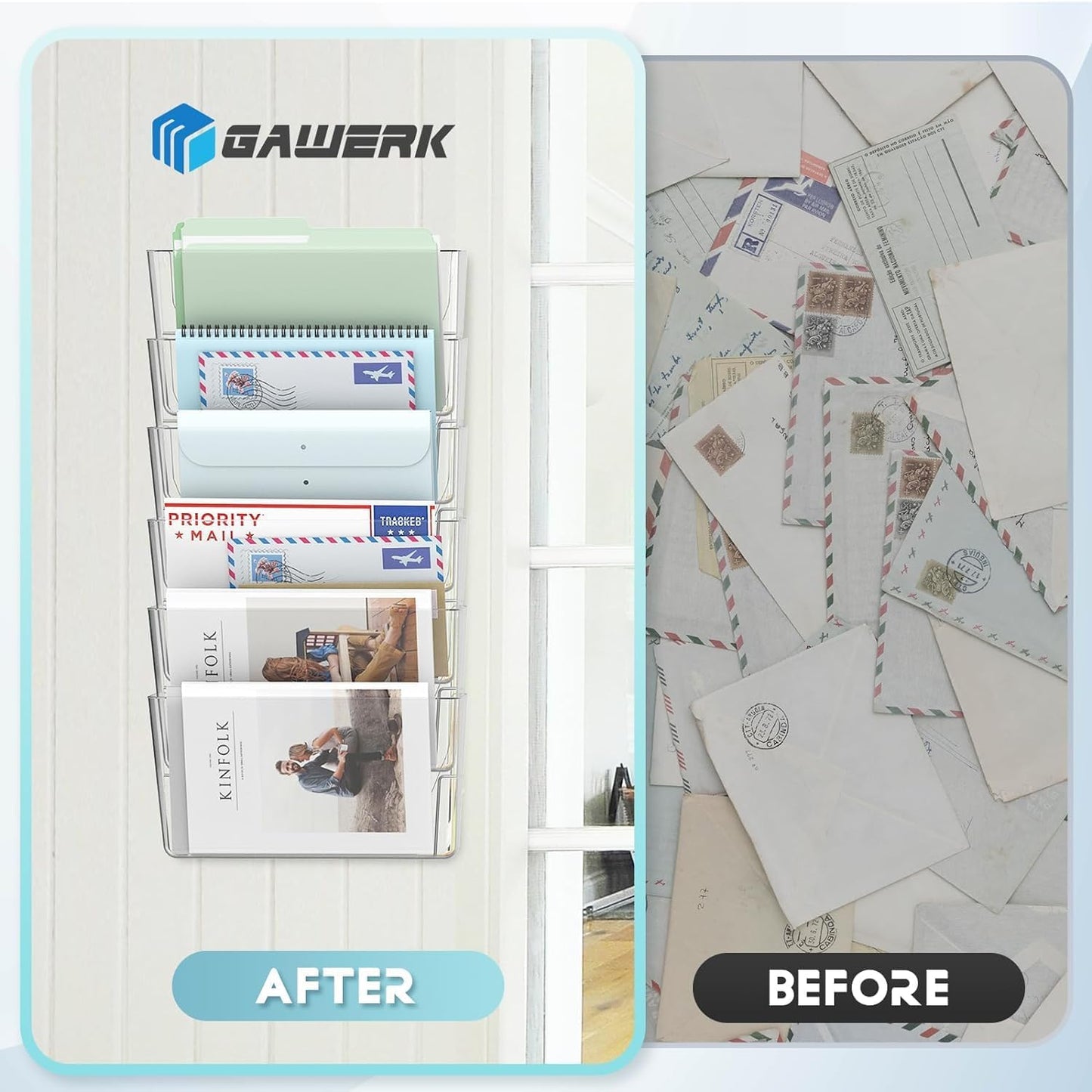 3 Pack Clear Acrylic Single Pocket, Plastic Hanging Wall Mount File Holder for Office Home, Black