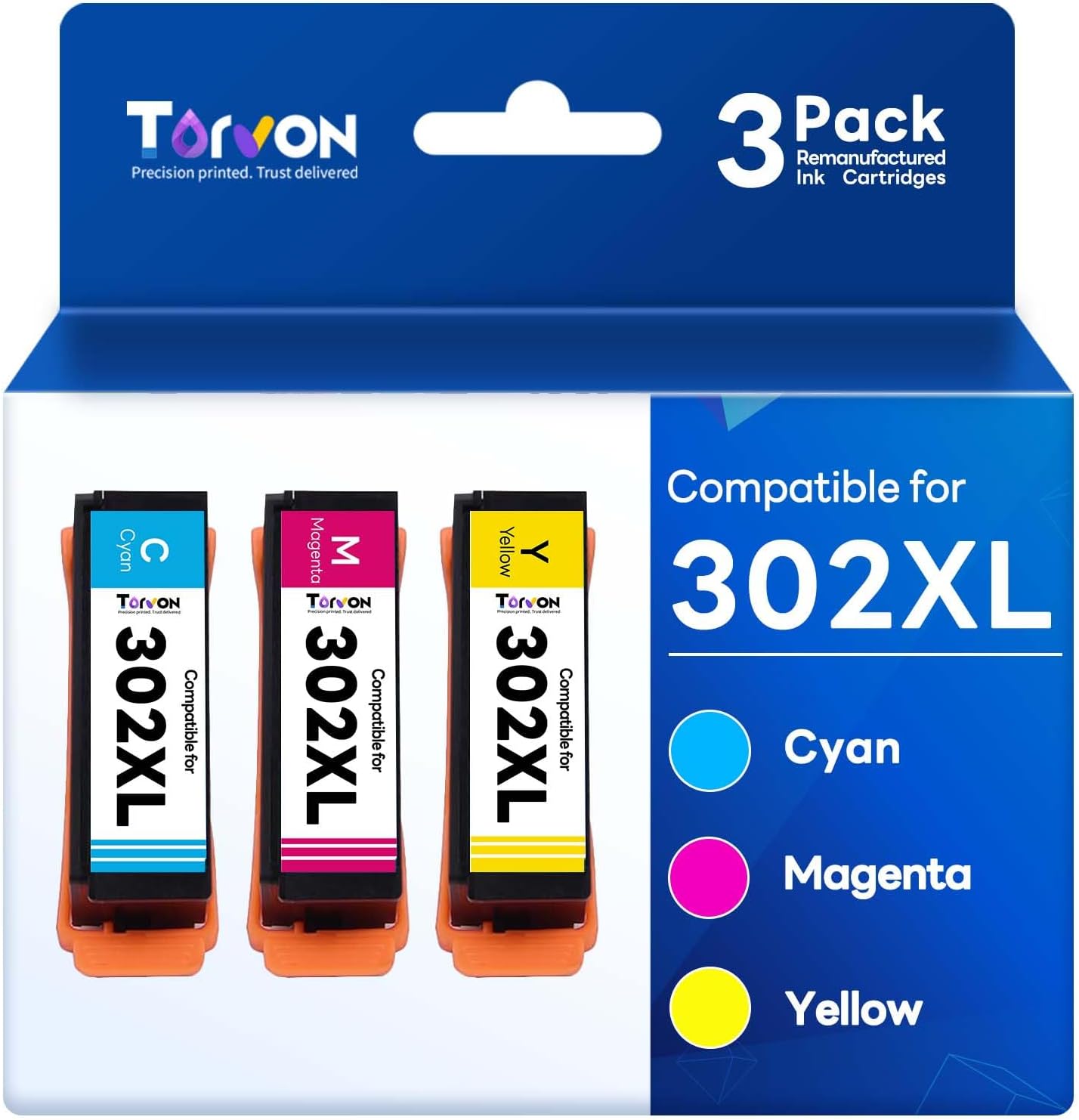 Remanufactured Ink Cartridges Replacement for Epson 302 XL 302XL T302XL Ink Cartridges Multipack for Epson Expression Premium XP-6100 XP6100 XP6000 XP-6000 (C/M/Y 3 Pack)