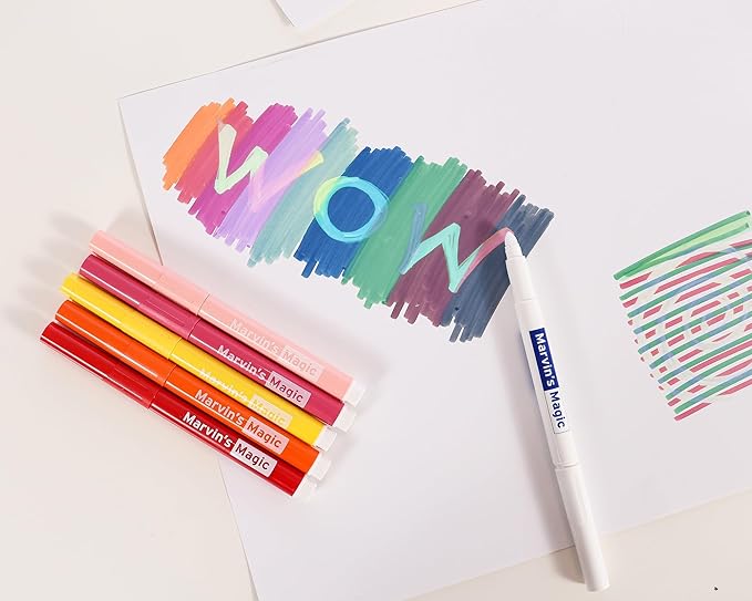 Marvin's Magic - Original x 25 Amazing Marker Pens - Color Changing Magic Pen Art - Create 3D Lettering or Write Secret Messages - Includes 25 Colour Changing Pens