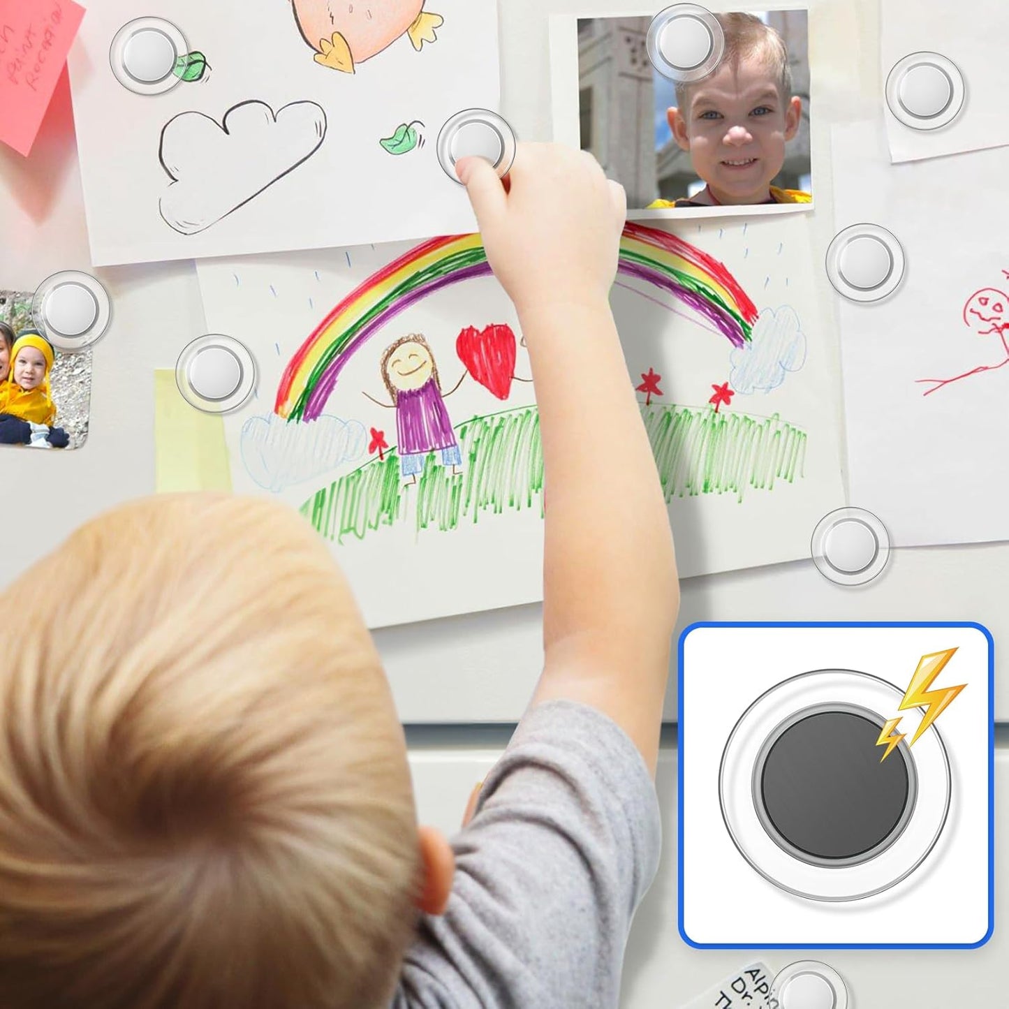 Grtard 45 Pcs Magnets for Whiteboard, Round Refrigerator Magnets Fridge Magnets Whiteboard Magnets, Dry Board Decorative Magnets Teacher Supplies for School, Home, Office (Clear, 3cm/1.18 inch)