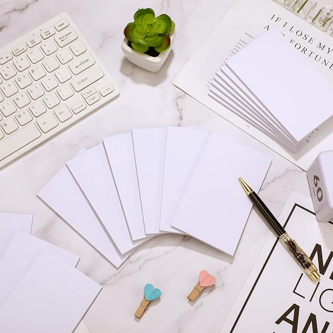 Fainne 3 x 5 Inch Paper Note Pads White Memo Pad Blank Writing Memo Scratch Paper for Waitress Waiter Book to Do Grocery List Small Notebook Restaurant Checkbook, White(60 Pack)