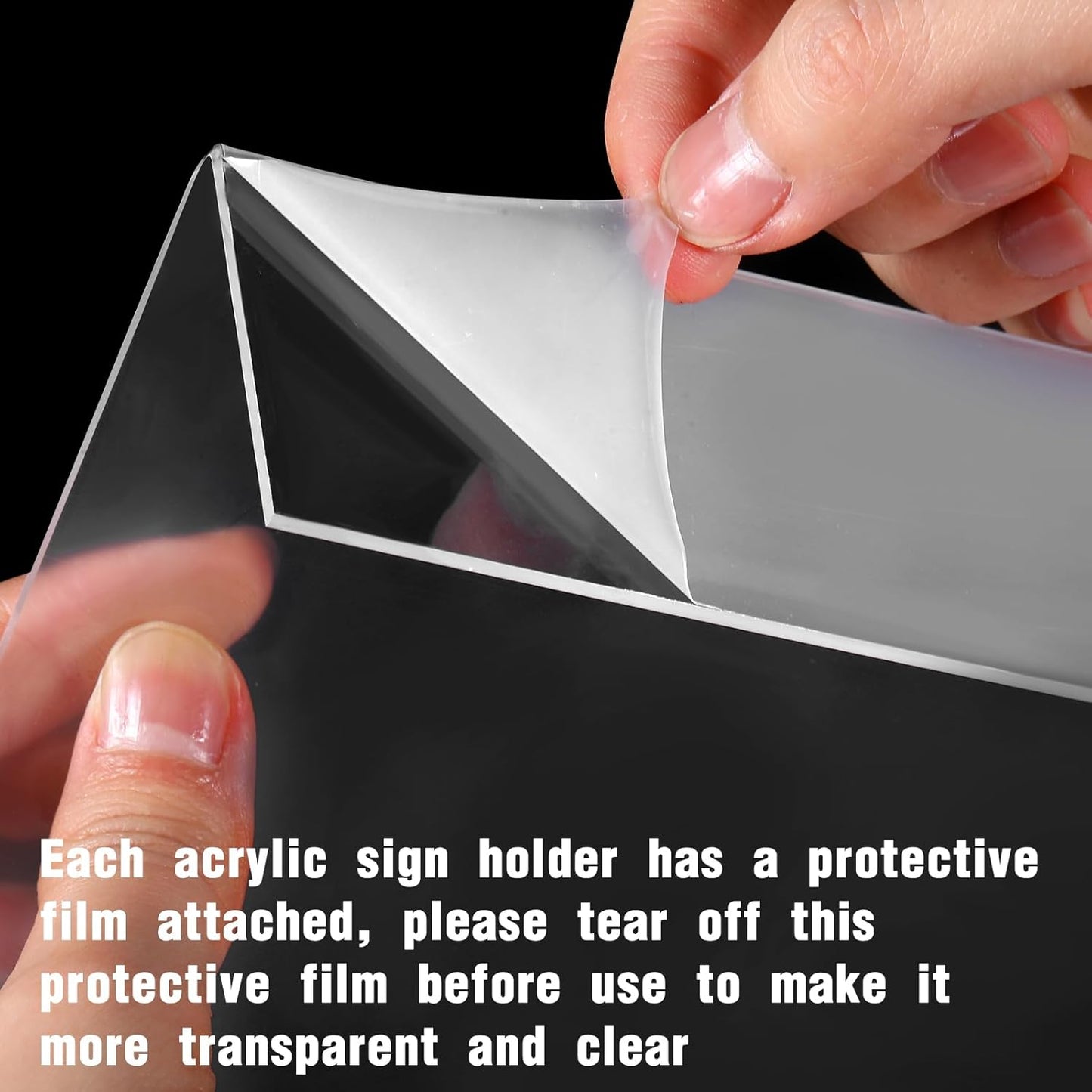 Vicenpal 100 Pcs 7x5 Inch Clear Acrylic Sign Holder Plastic L-shape Vertical Menu Stand, Picture Photo Frames, Table Paper Holder, Flyer Sign Display Stand for Restaurants, Store, Office, Wedding