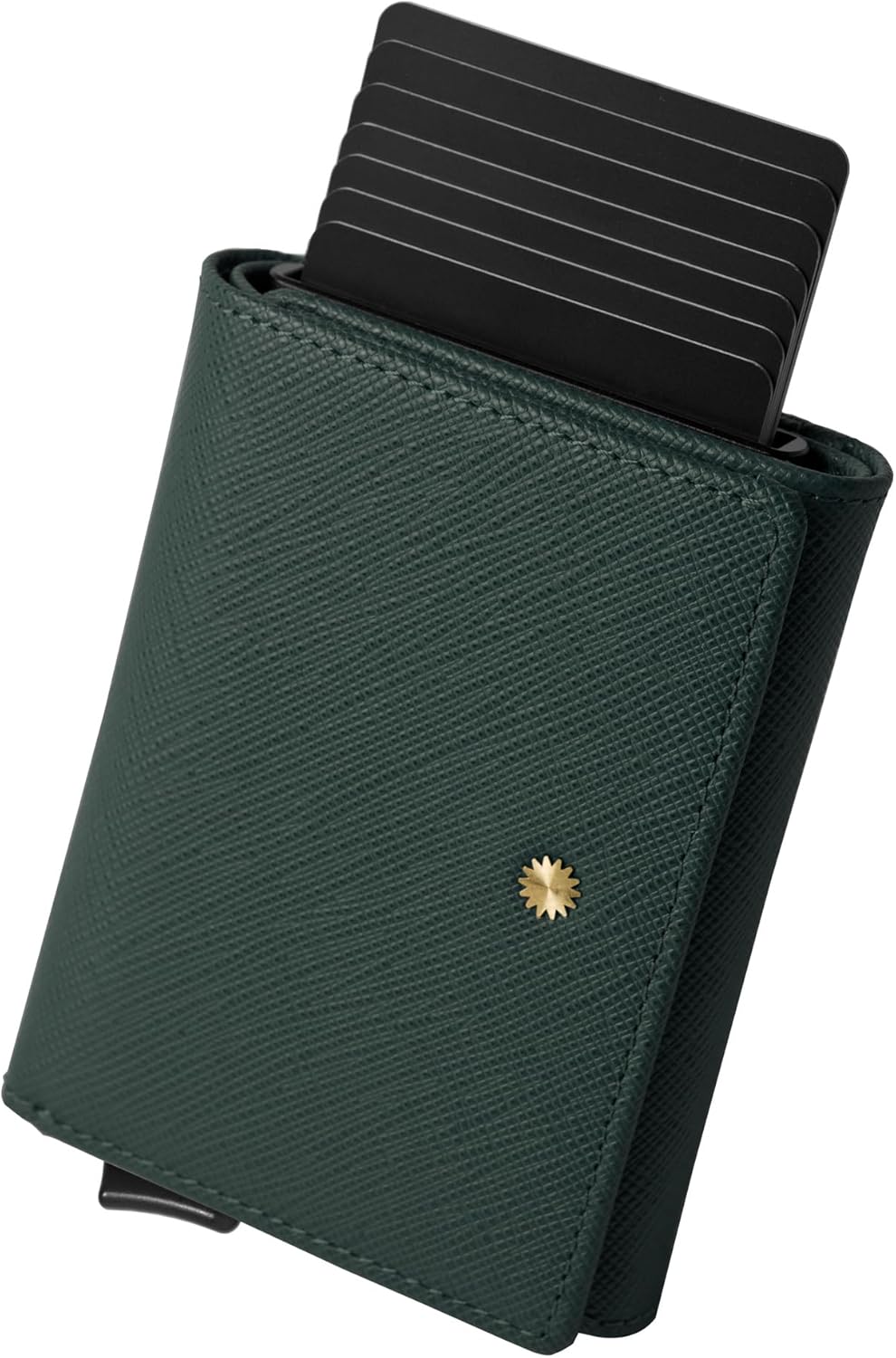 Trifold Genuine Leather Wallet/Smart Card Holder / W5 (Green Saffiano)