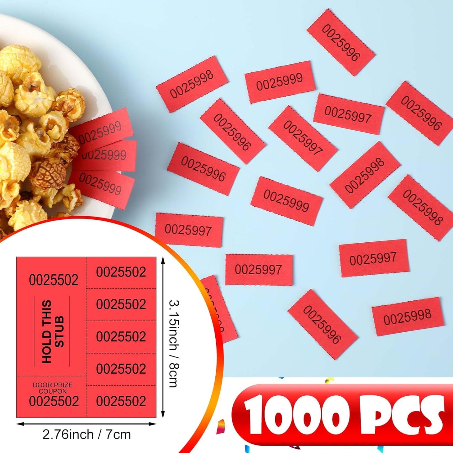 Kosiz 1000 Sheets 5 Bid Raffle Ticket Sheets Chinese Auction Tickets Numbers for Basket Events and Silent Auctions (Red)