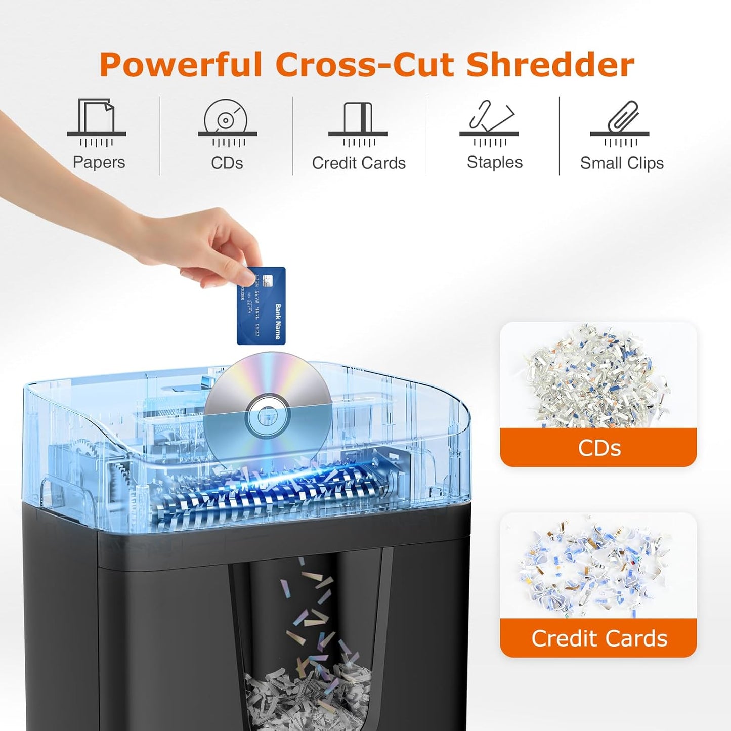 Bonsaii 12 Sheet Paper Shredder for Home Office, Heavy Duty Cross Cut Shredder with 5.5 Gal Pullout Bin, Home Shredder for CDs/Credit Card/Document/Mail, P-4 Security Level