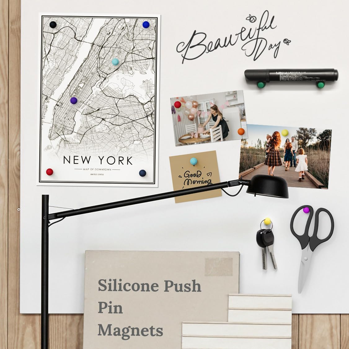 SMART&COOL Silicone Anti Scratch Push Pin Refrigerator Magnets, Thumbtack Magnets for Fridge, Dry Erase Board, Whiteboard, Office, Classroom, School (30 Pack, Multi)