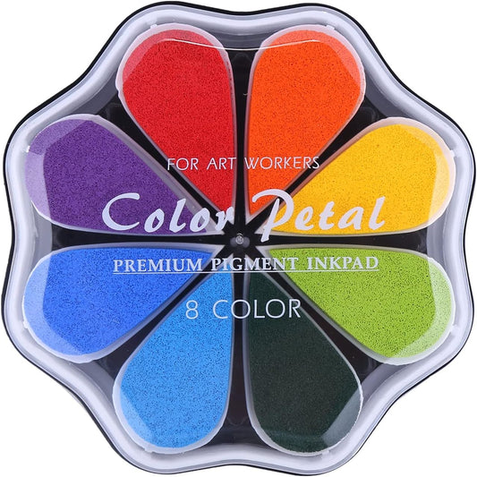 Petal Ink Pads for Rubber Stamps Waterdrop Shaped Stamp Pads with 8 Assorted Colors (Set 1001)