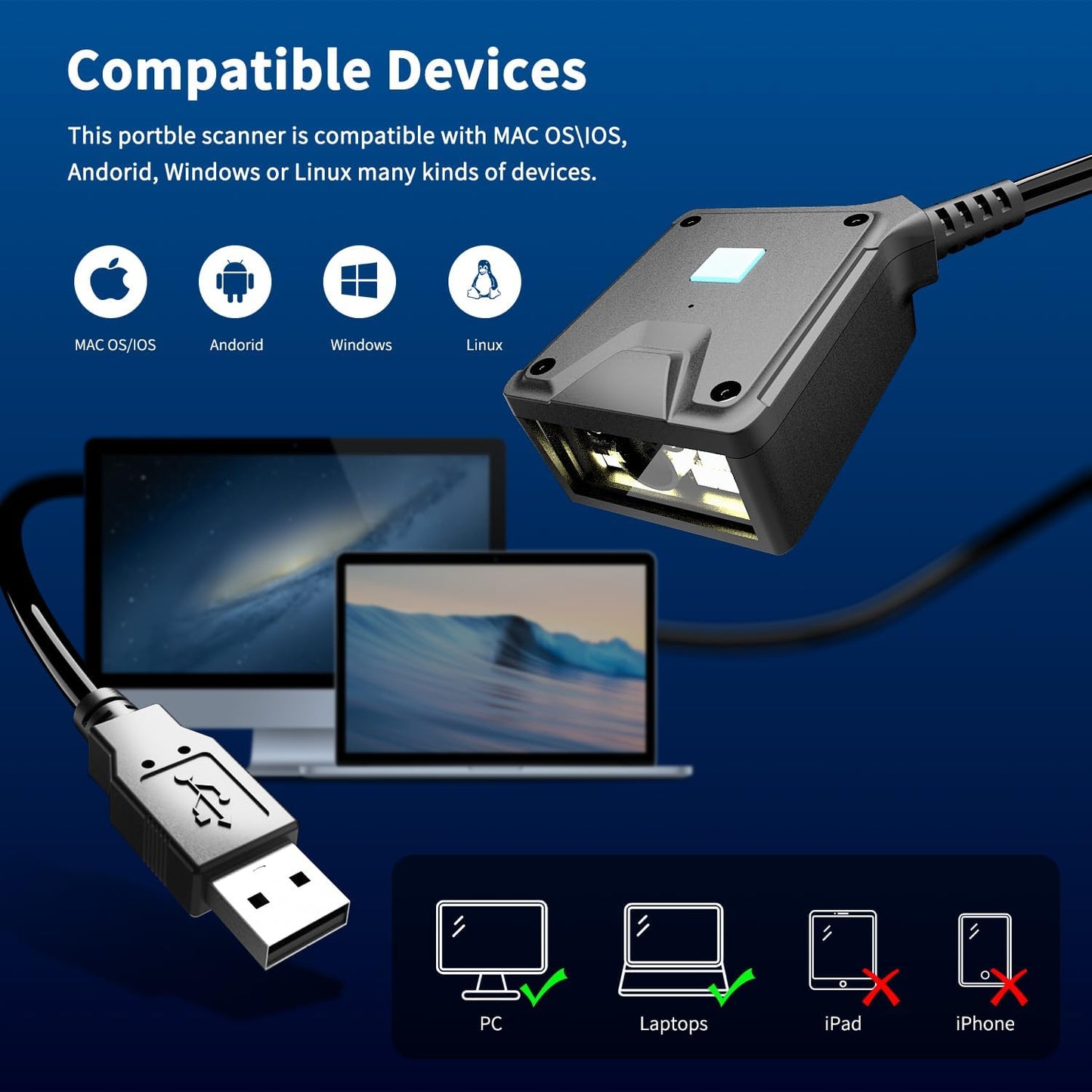 NetumScan 2D Embedded Fixed Barcode Scanner Scan Engine, Industrial Grade 1D 2D QR Barcode Reader, Automatic Induction Scanning,USB Port Suitable for Self-Service Terminals and Factory Assembly Lines