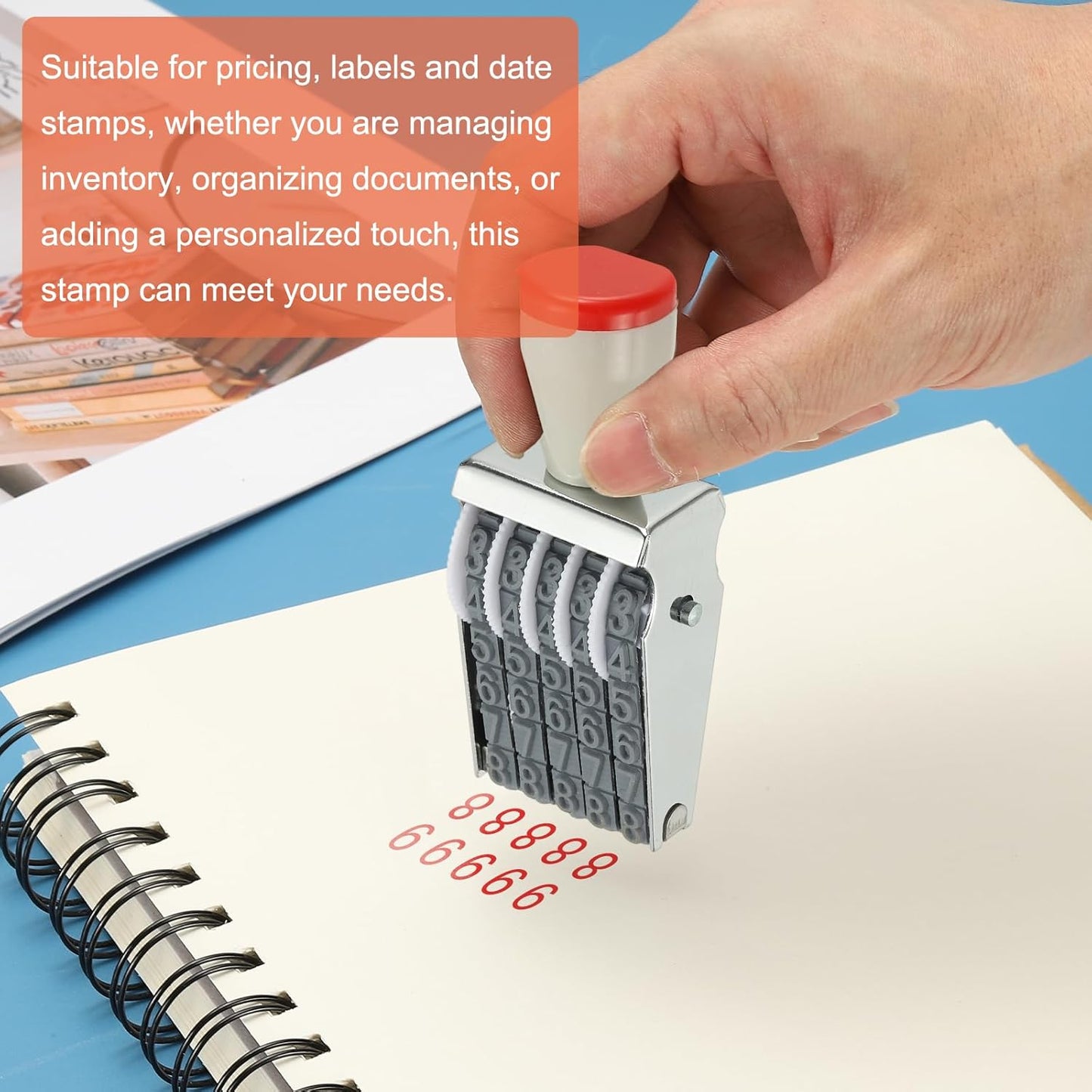 PATIKIL 5 Digit Number Roller Stamp, Adjustable Rubber Stamp Changeable Numerical Symbol Office Date for Business Creative Price Tag