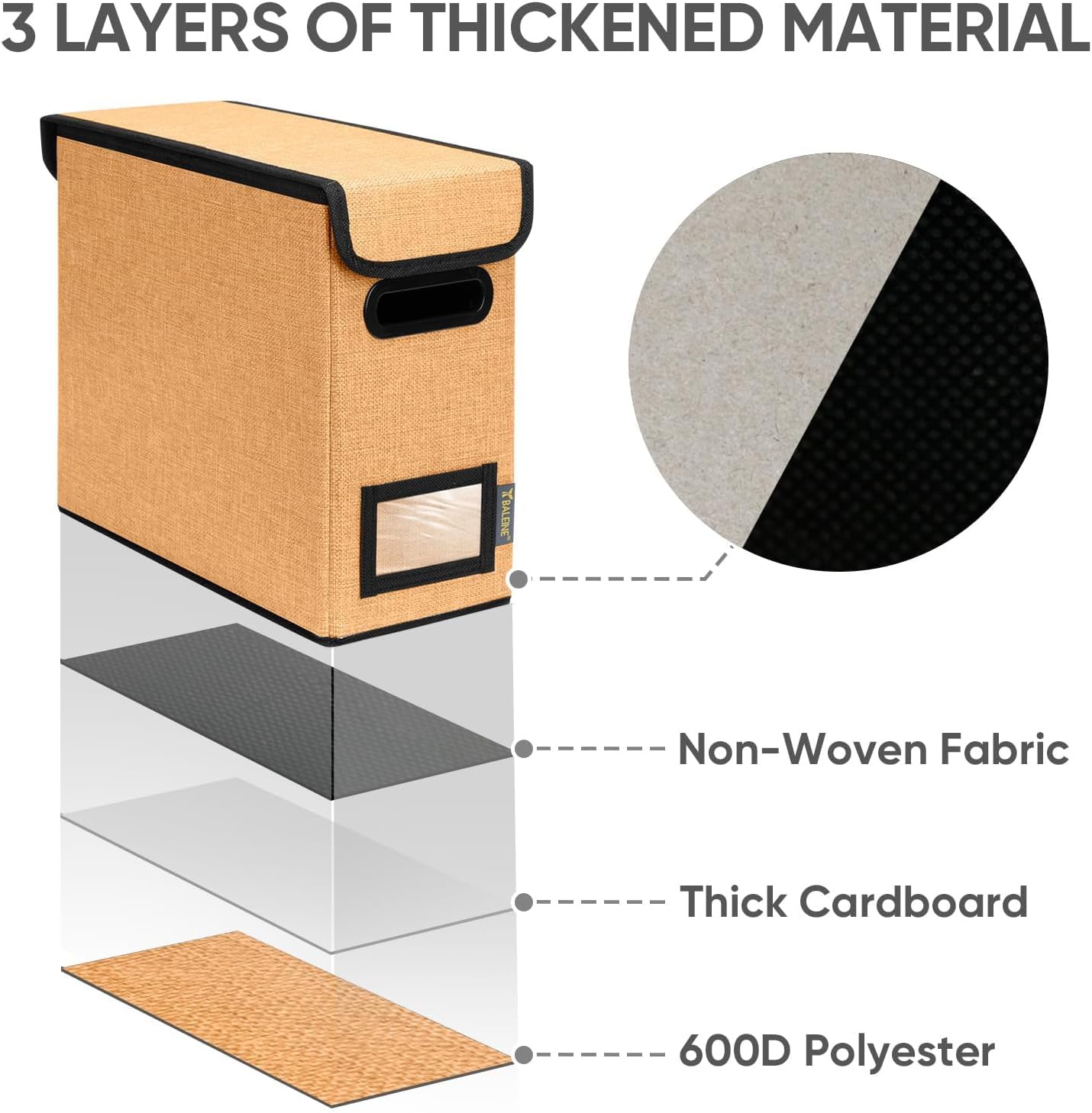 BALEINE File Organizer Box with Lid, Collapsible File Folder Organizer with Plastic Slide, Hanging File Folder Box for Office Document Storage (1 Pack, Orange, S)