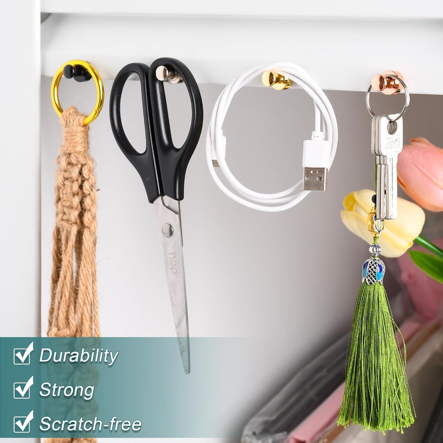 22 Pack Fridge Magnets Strong Magnets for Whiteboard, Push Pin Refrigerator Magnet Small Strong Rare Earth Magnets Neodymium Magnet for Office, Classroom, Kitchen, Home, Gold