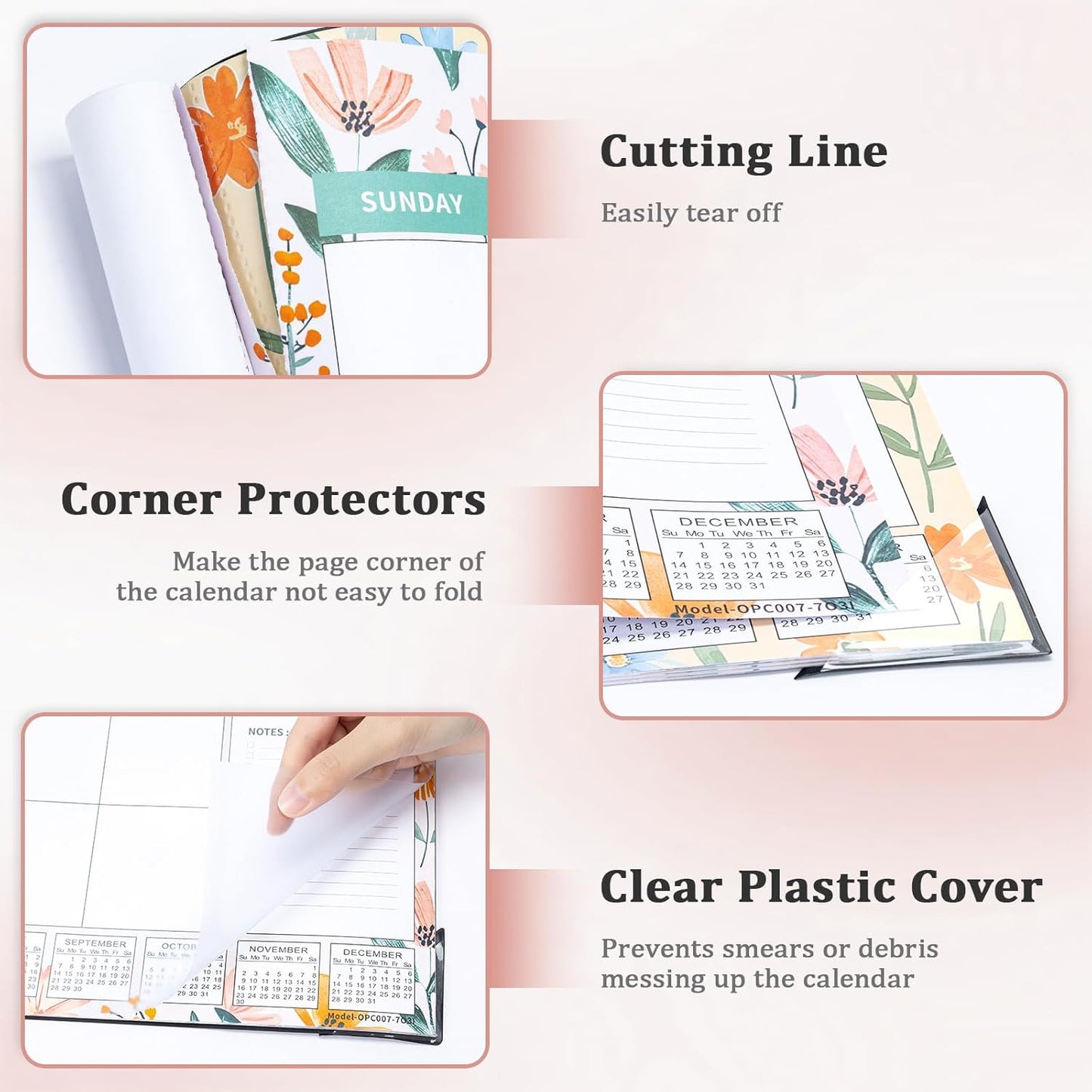 Ospelelf Desk Calendar 2025-2026 Large 22"x17" Monthly Family Planner Pad with Protective Cover 18 Months July 2025 to December 2026 Ditsy Floral