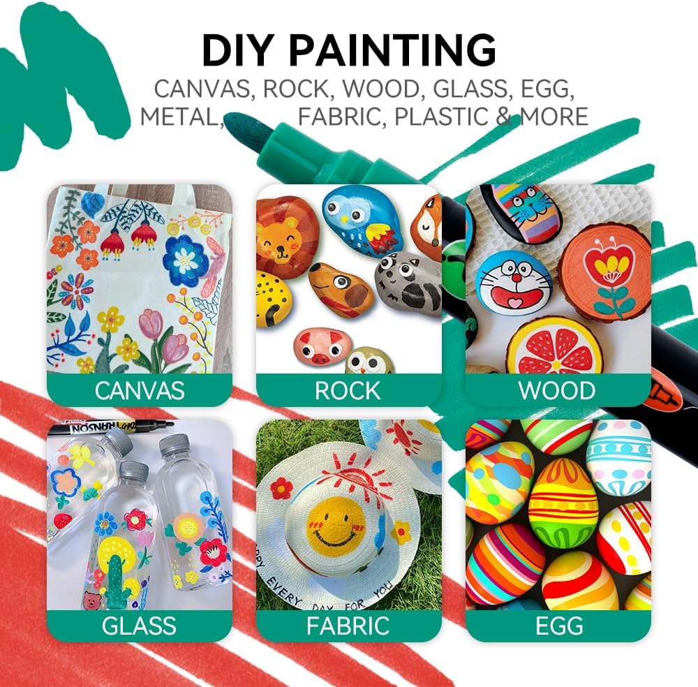 TRANSON 8 Colors Dual-tip Permanent Paint Markers Oil Based Waterproof