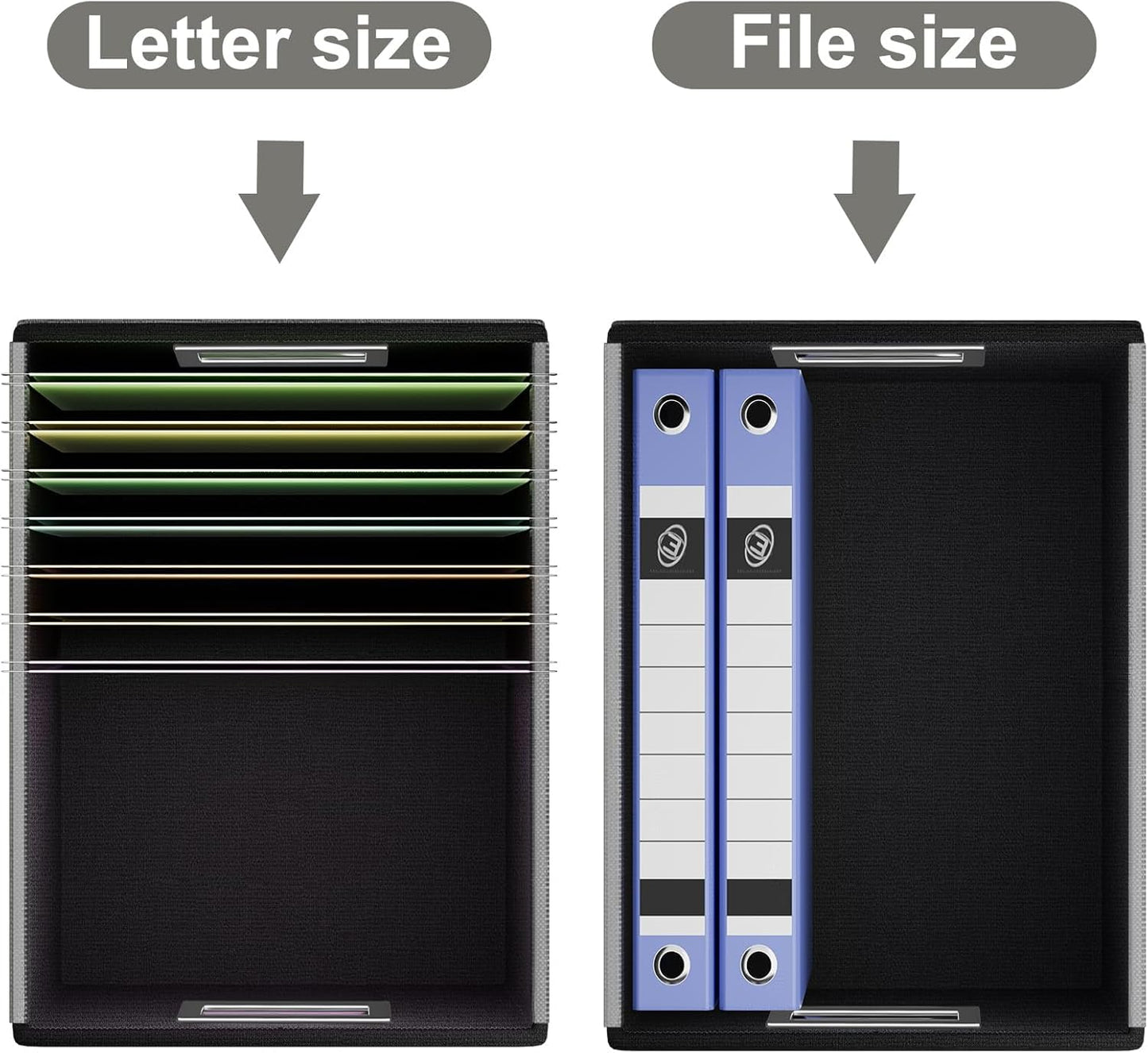 Huolewa File Organizer Boxes with Lids, Collapsible Faux Leather Hanging File Folder Box Organizer with Plastic Slide, Decorative Home/Office Filing System Boxes for File and Folders Storage