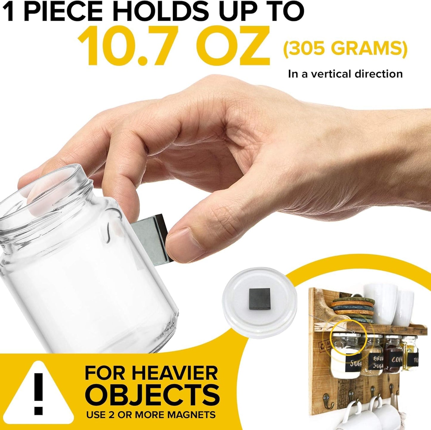 X-bet MAGNET Strong Magnets with Adhesive Backing - Square Heavy Duty Sticky Magnets for Crafts, Refrigerator, 1 inch 48pcs