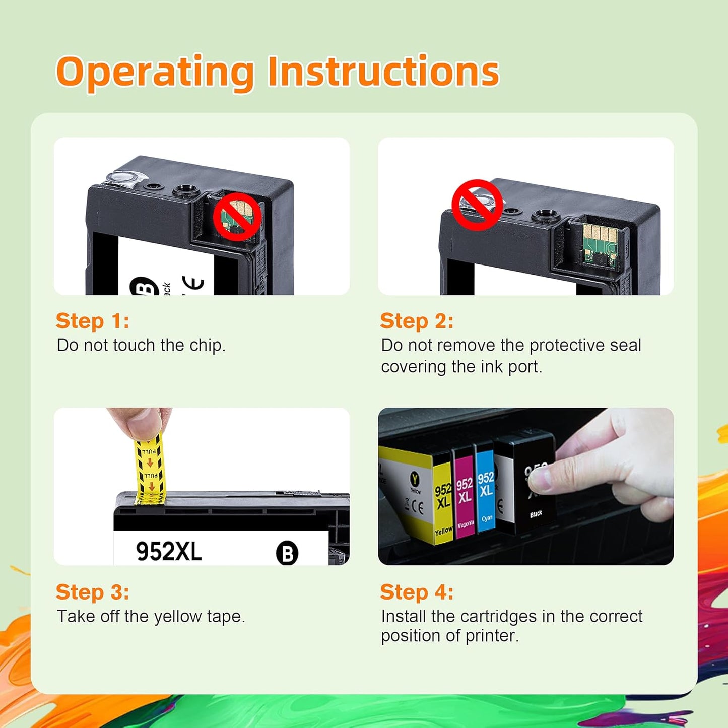 952XL Ink Cartridges Combo Pack (4-Pack) | Works with OfficeJet 8702 8710 Pro 7740, 8210, 8700 Series Replacement for HP 952XL Ink Cartridges Combo Pack HP952 952 XL Black Cyan Magenta Yellow| N9K28AN