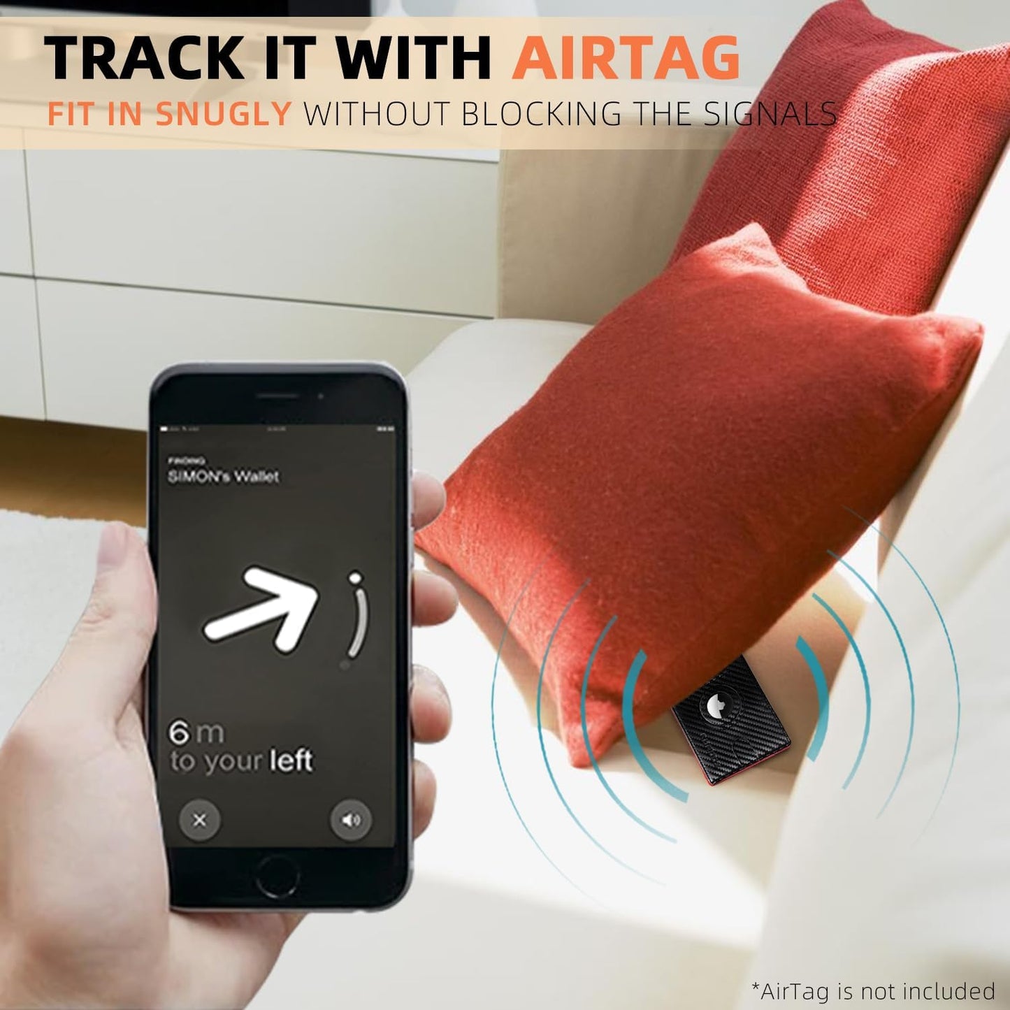 RUNBOX AirTag-Wallet-Mens-Slim-RFID Blocking Wallets Leather with Bill Compartment Air Tag Bifold Card Holder Wallet Gifts for Men Dad