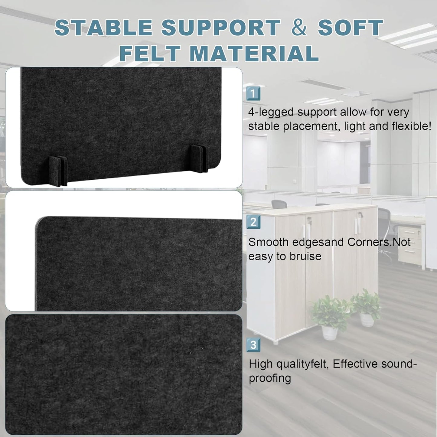 9 Pack Desk Divider-24 x 24" Acoustic Desk Dividers for Students-Durable Felt Desk Privacy Panel Set-Freestanding Desk Divider with Noise-reducing Design with 4 Support Feet for Office or Home Use