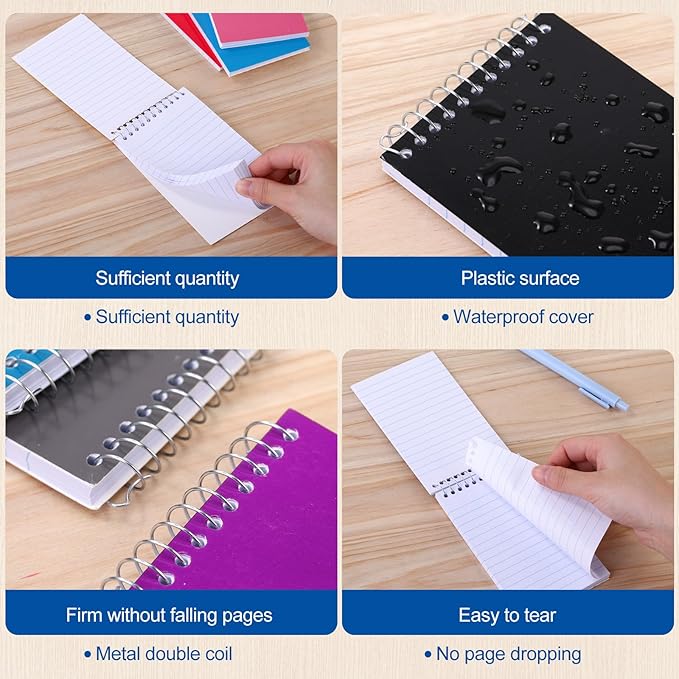 60 Pcs Small Pocket Notebooks 3 x 5 Inch Mini Memo Spiral Notepads Top Bound College Ruled Lined Note Pads for Back School Office Journaling Noting, 75 Sheets/Pad (Rainbow)