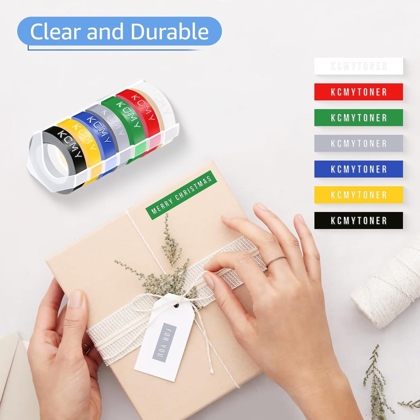 5PK 1/2 Embossing Label Tape Compatible for DYMO 521202 White on Red 3D Plastic Labels Used in Organizer Xpress Pro 1575 1595, Office Mate II 1540 154000, MoTEX E101 E404 Label Makers