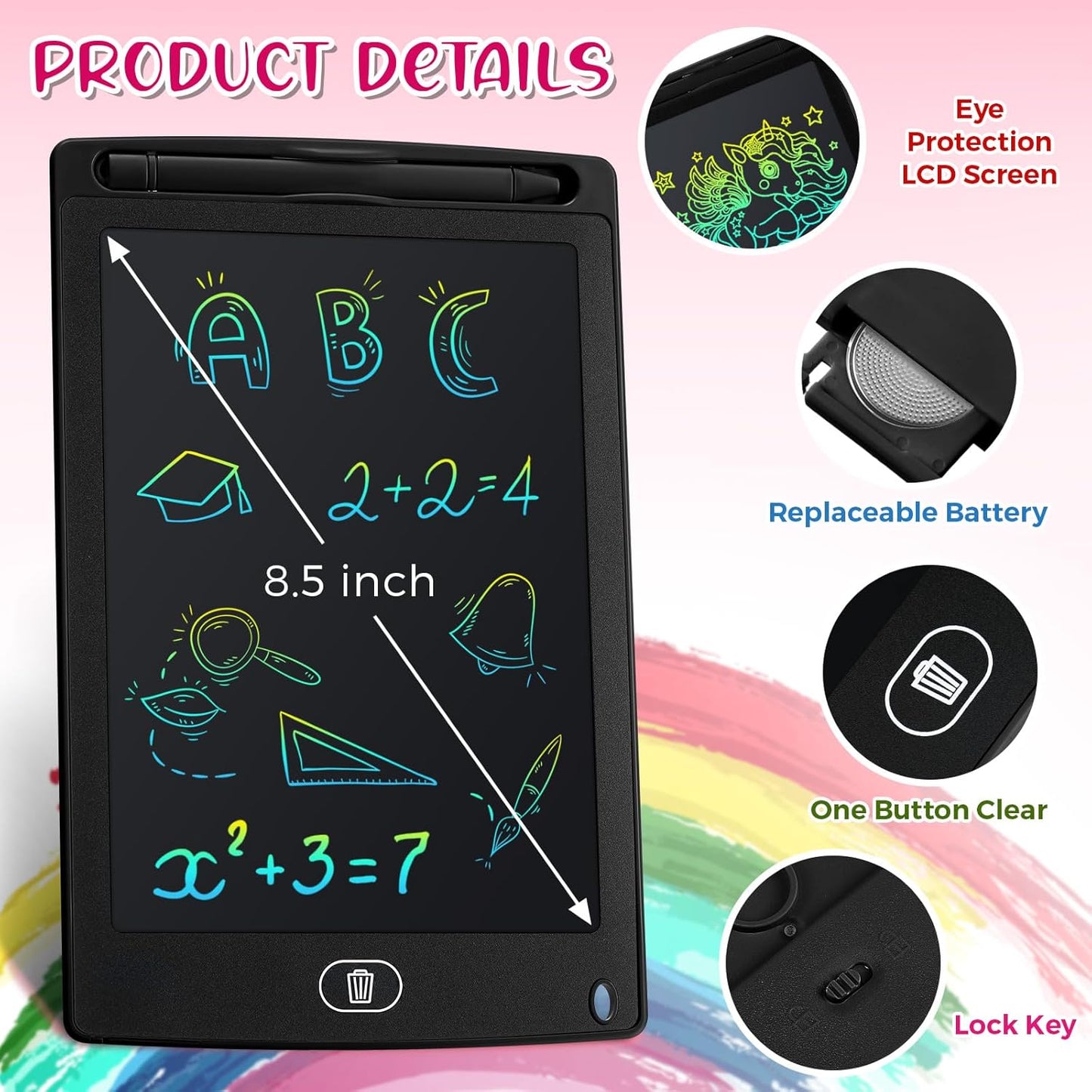 Zhehao 20 Pack LCD Writing Board for Kids, 8.5 Inches Doodle Reusable Screen Drawing Pad Erasable Painting Pads Educational Toy for 3-8 Years(Black)