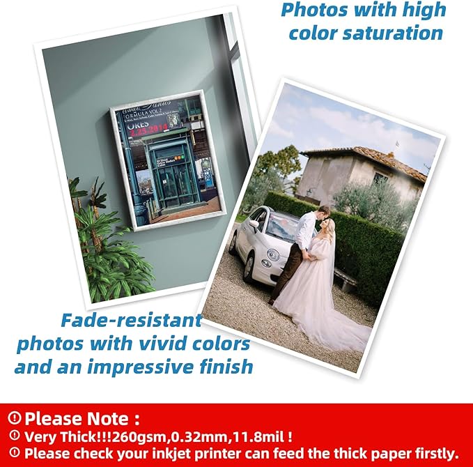 Uinkit Thick Photo Paper Glossy Double Sided 100 Sheets 8.5x11 Heavyweight 68lb 260gsm Inkjet Both Sides Printable 11.8mil A4 Letter size Flyer Bulk Pack 8.5 x 11 Card paper postcard postal A189