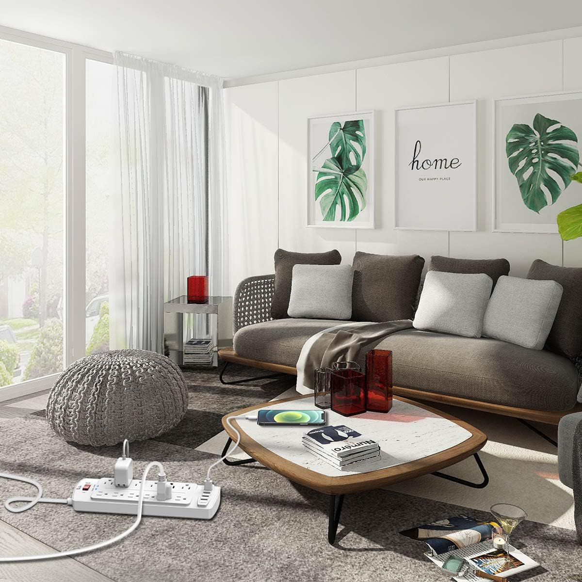 Power Strip, Tcstei Surge Protector with 12 Outlets and 4 USB Ports, 10 Feet Extension Cord (1875W/15A) for Home, Office, Dorm Essentials, 2700 Joules, ETL Listed, White