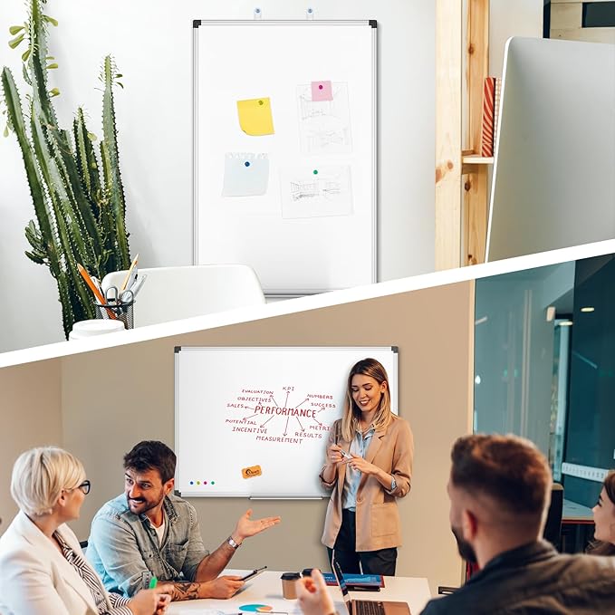 XBoard Whiteboard 48 x 36 Inch, Magnetic Dry Erase Board with Aluminium Frame & Marker Tray 4' x 3' | Wall Mounted Magnetic White Board for Home School Office